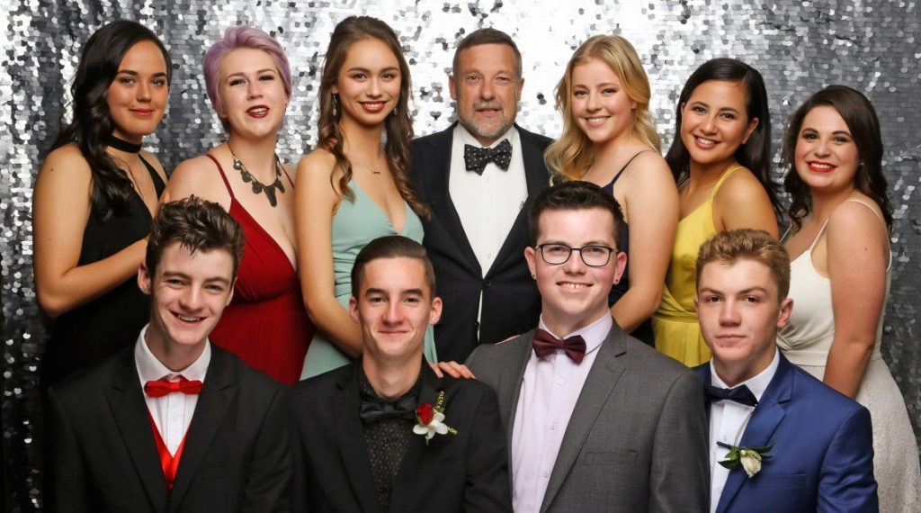 Tatjana Timmins-Scanlon, Gabriel Treacy-Bond, Matariki Roche, Savannah Syred, Kit Sainsbury-Canham, Deputy Principal Tony Sears, Josh Denise, Tamaara Nicholson, Tahnee Hadfield, Jamie Dierick, and Kieran Russell. Photo White Door Photography