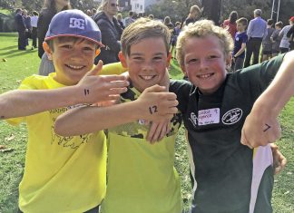 Tai Rippingale, Felix Lindesay and Lockie Spence show their placings in the nine-year-old boys event.