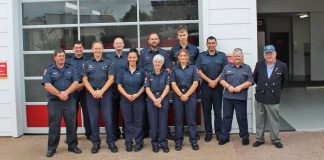 Firefighters outside the reopened Oneroa Fire Station