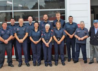 Firefighters outside the reopened Oneroa Fire Station
