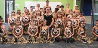 Whaea Elisha Scott with the bi-lingual Nga Purapura Akoranga. Photo Liza Hamilton