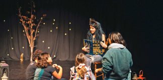 Kashmir Postel is a storyteller for the Tamariki show He Hautapu at Artworks. Photo Peter Rees Photography