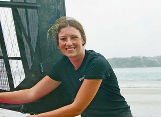 Serena Woodall with her WASZP boat