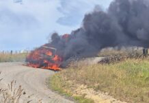 Car fire makes for memorable visit